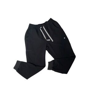 Figs Black Jogger Pants with Gray Drawstring